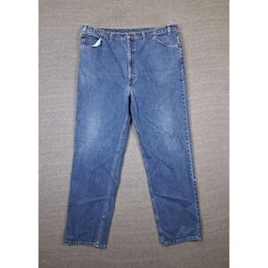 VTG Plain Pockets Mens Jeans 44X34 Blue Denim Straight Leg USA Made 90s Casual